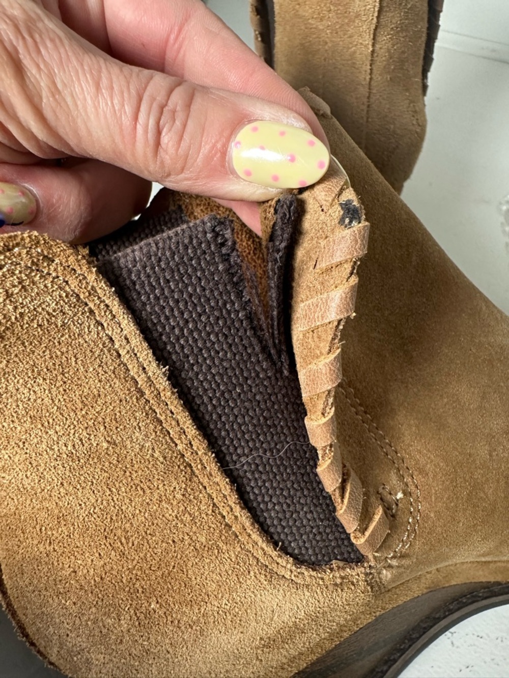 Ariat Suede Wedge Booties Womens 7 Brown Ankle Boots Western Chelsea Style - Picture 9 of 10